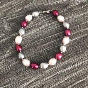 Multi colored fresh water cultured pearl bracelet